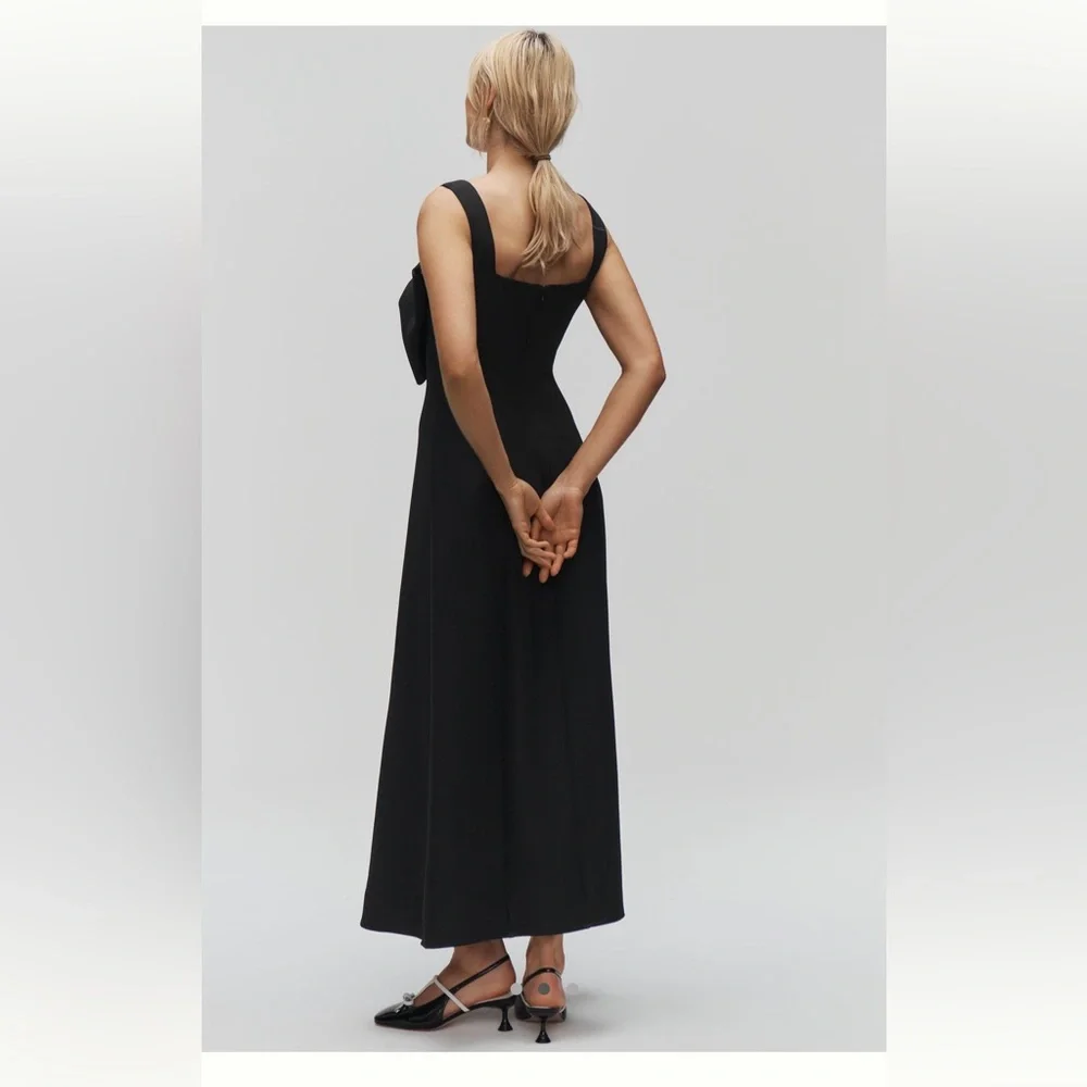 The Wolf Gang Chic Black Maxi Dress with Bow Detail - Picture 3 of 3